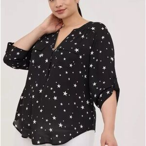 Torrid Harper Black Star Print Blouse